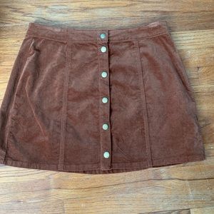 Brandy Melville, chestnut corduroy mini skirt